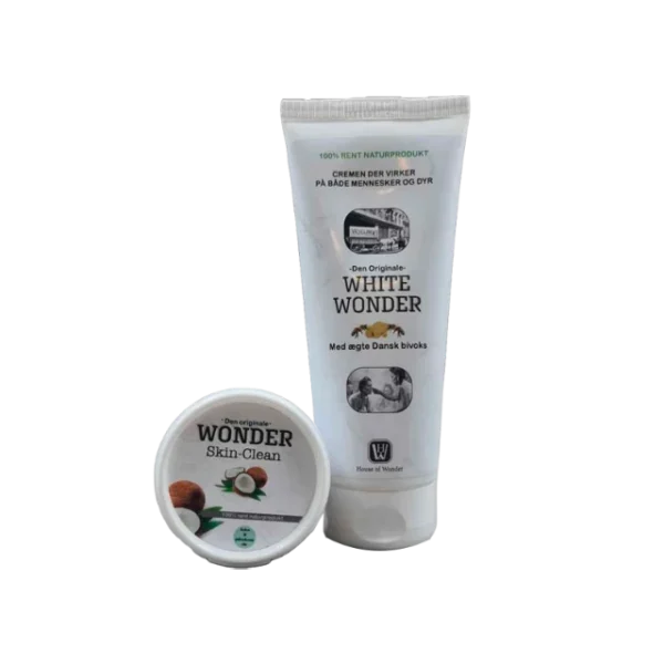 En Bøtte med Wonder Skin-Clean og White Wonder.