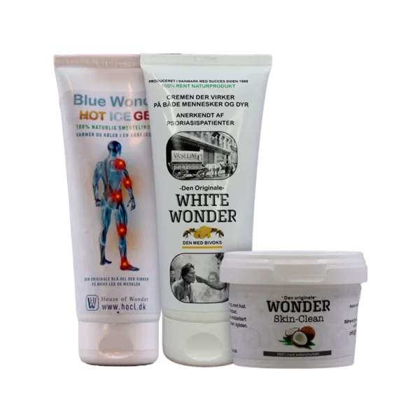 Bestsellers fra House of Wonder (Blue Wonder Tube, White Wonder Tube og Skin Clean)